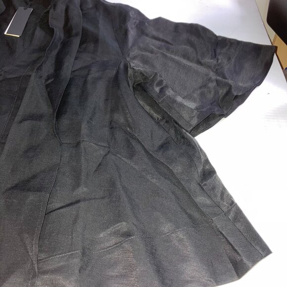 Banana Republic Black VISCOSE-LINEN TIE-NECK TOP nwt Sz M 742618 - Picture 4 of 9